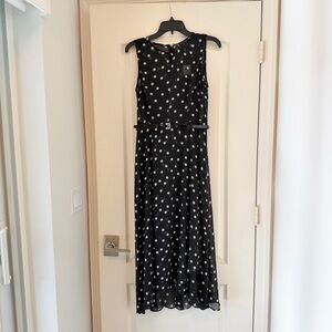 Tommy Hilfiger NWT Black and White Polka Dot Chiffon Midi Dress Size 8